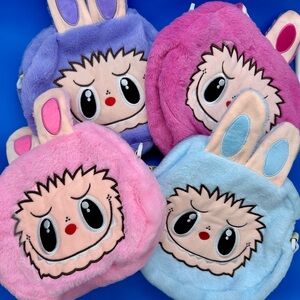 Labubu Plush Face Bags - Pink, Blue, Purple